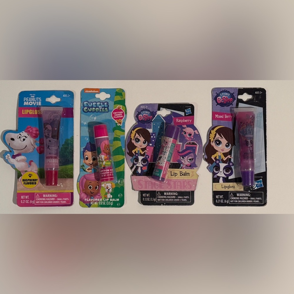 Peanuts, Bubble Guppies & Littlest Pet Shop Flavored Lip Gloss & Lip Balm Set